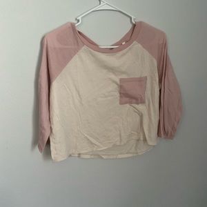 Me to We Pink/White Crop Top Size-Small